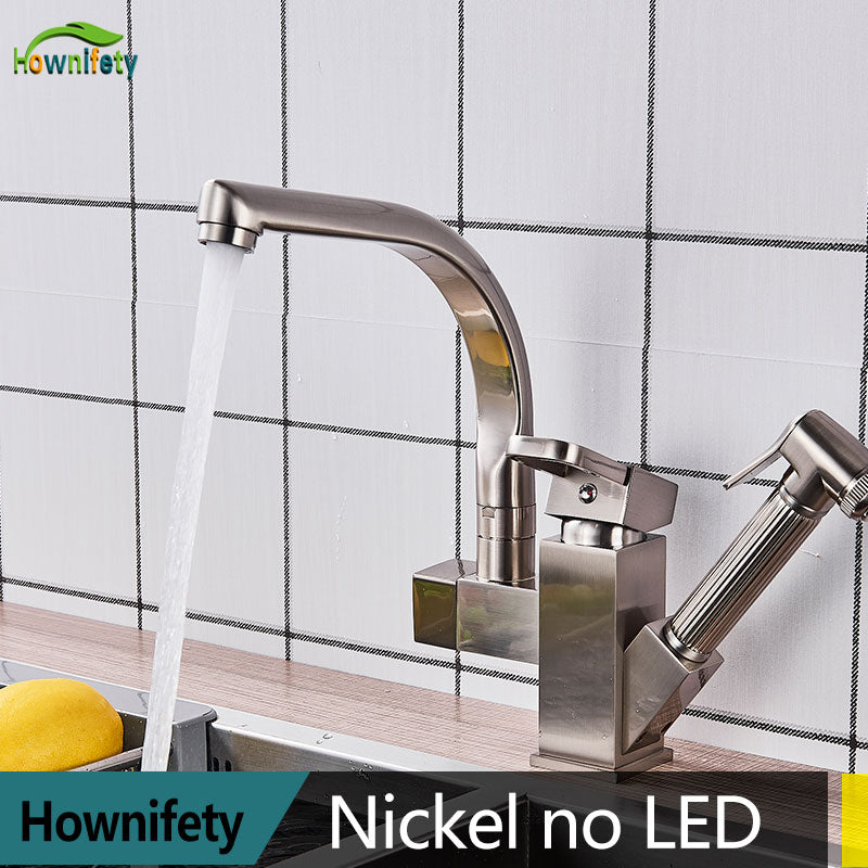 LED or Not Black Kitchen Faucet Pull Out Bidet