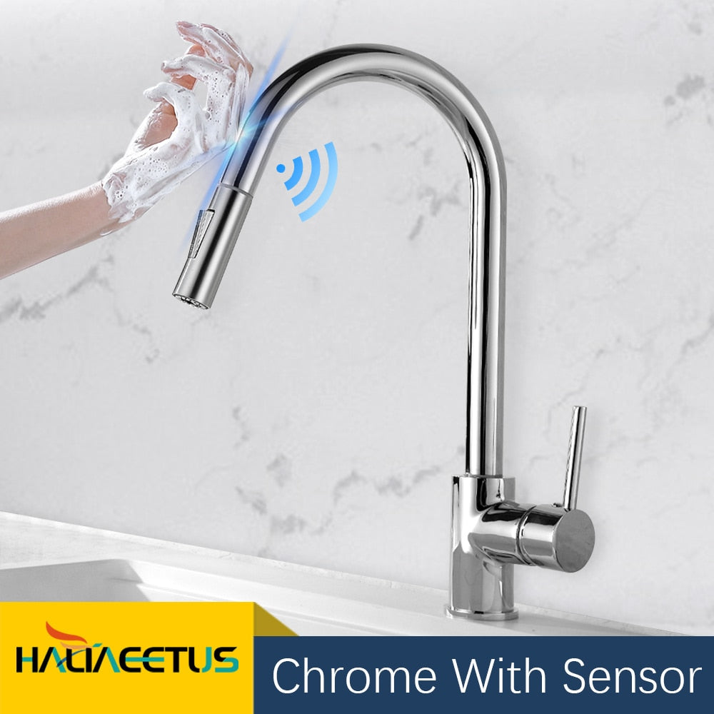 Kitchen Faucets Smart Sensor Pull-Out Hot and Cold Water