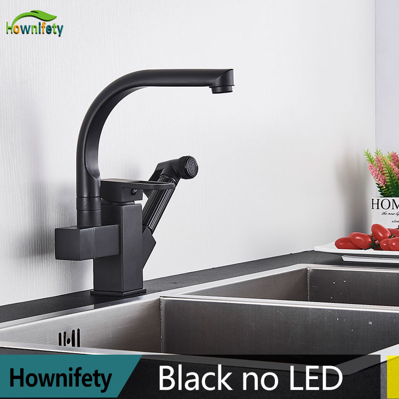 LED or Not Black Kitchen Faucet Pull Out Bidet