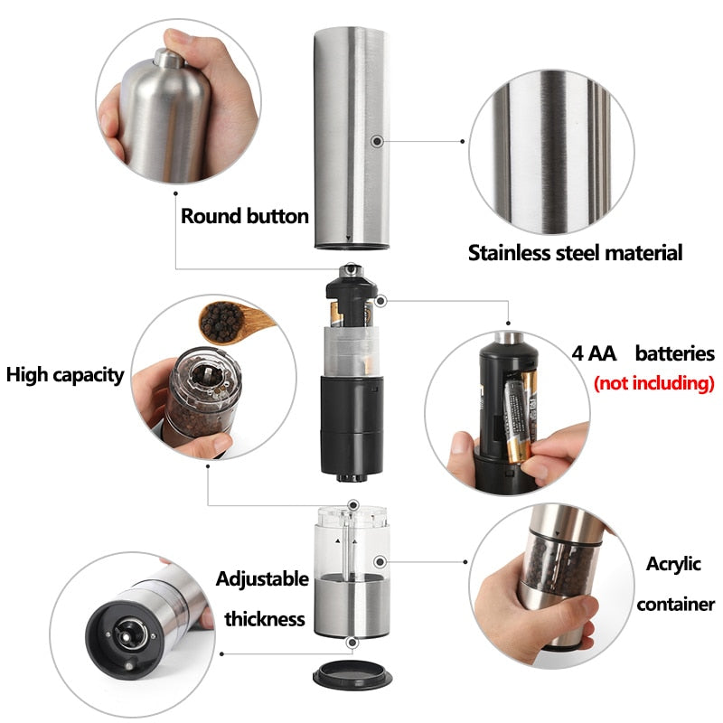 Stainless Steel Electric Salt and Pepper