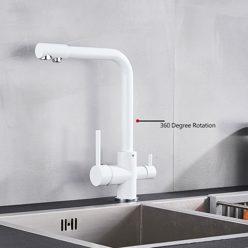 White Black Kitchen Sink Faucet Purified Water Rotation