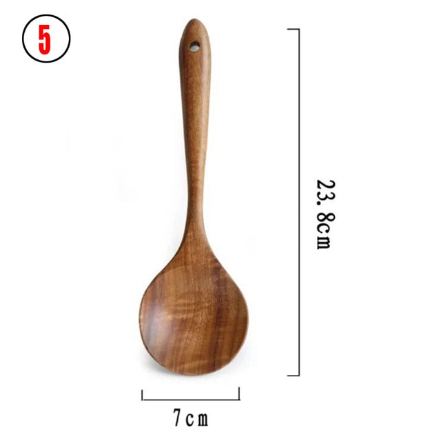 Teak natural wood tableware spoon colander