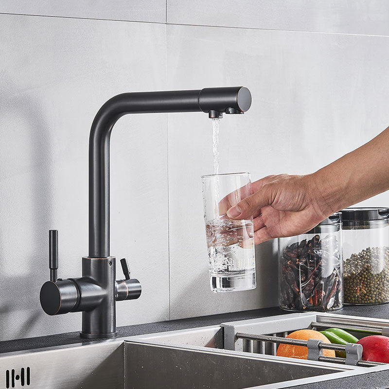 White Black Kitchen Sink Faucet Purified Water Rotation