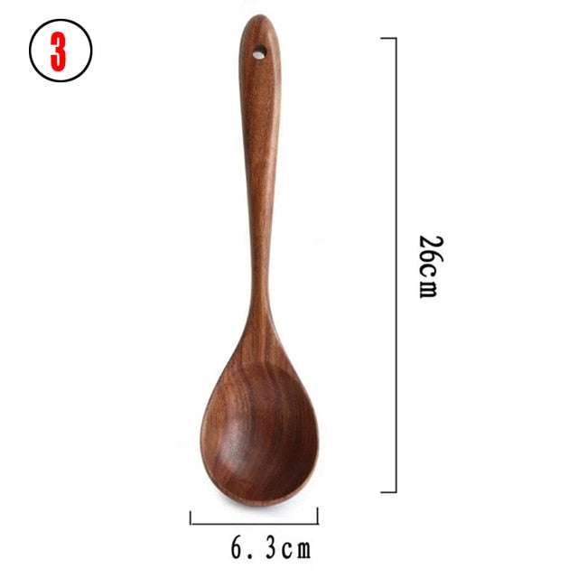 Teak natural wood tableware spoon colander