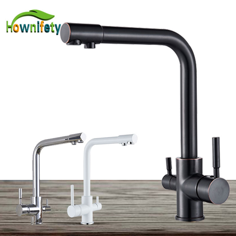 White Black Kitchen Sink Faucet Purified Water Rotation