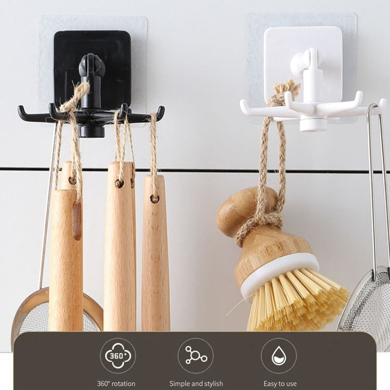 Rotary Hook Wall Mounted Kitchenware Storage Rack