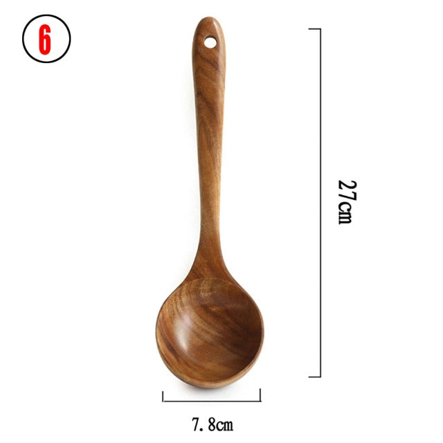 Teak natural wood tableware spoon colander