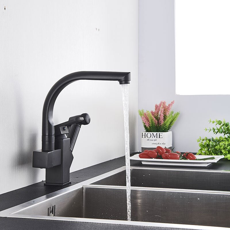 LED or Not Black Kitchen Faucet Pull Out Bidet