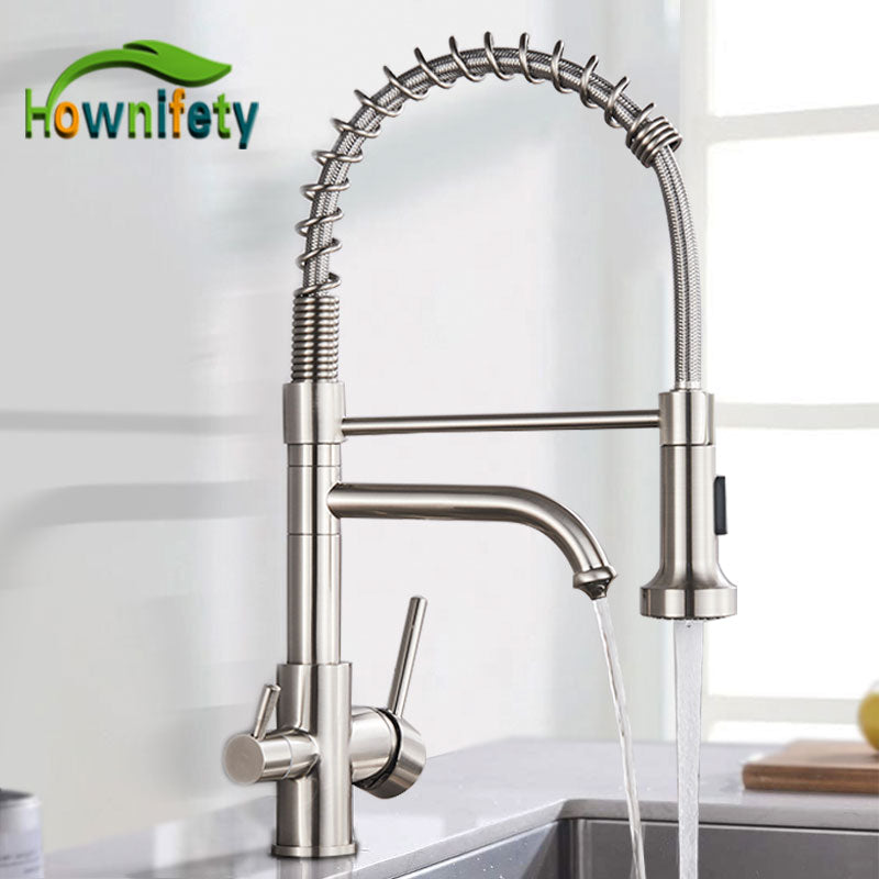 Nickel Chrome Kitchen Sink Faucet Purified Free Rotation