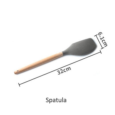 Silicone Cooking Utensils Wooden Spatula