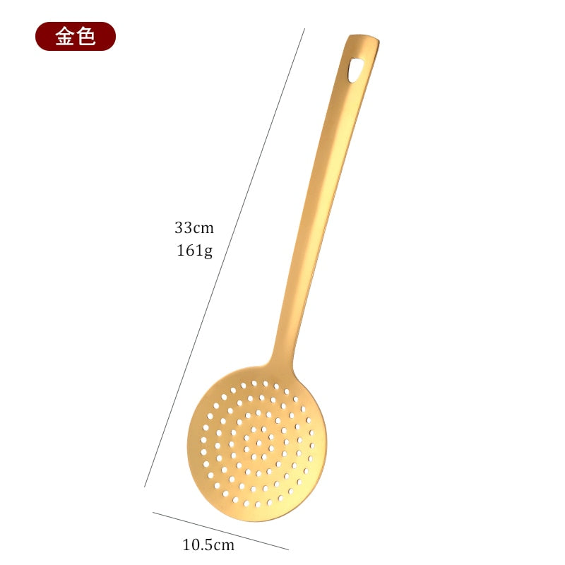 Gold Stainless Steel Long Soup Spoon Cooking