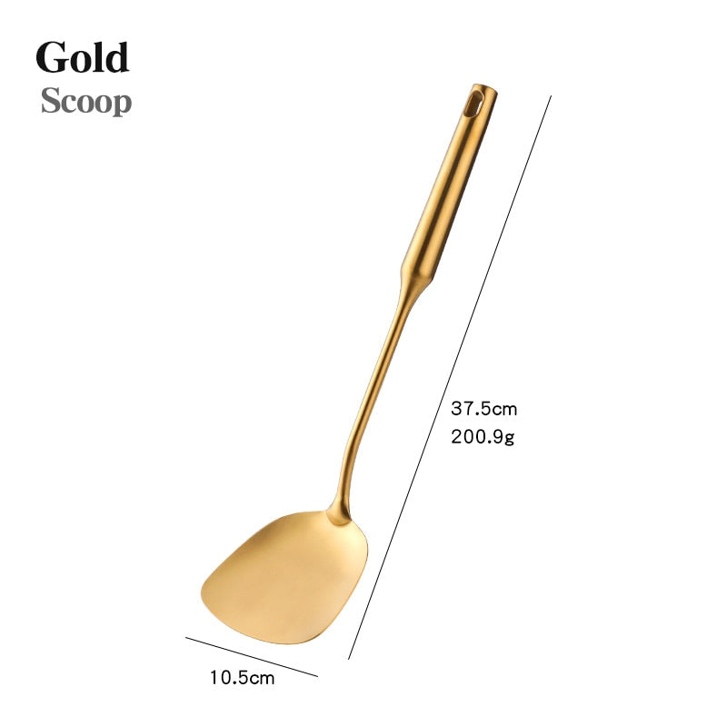 CookwarLong Handle Set Gold Cooking Utensils