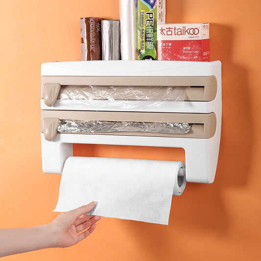 Wall-Mounted Kitchen Cling Film Tin Foil Storage Rack