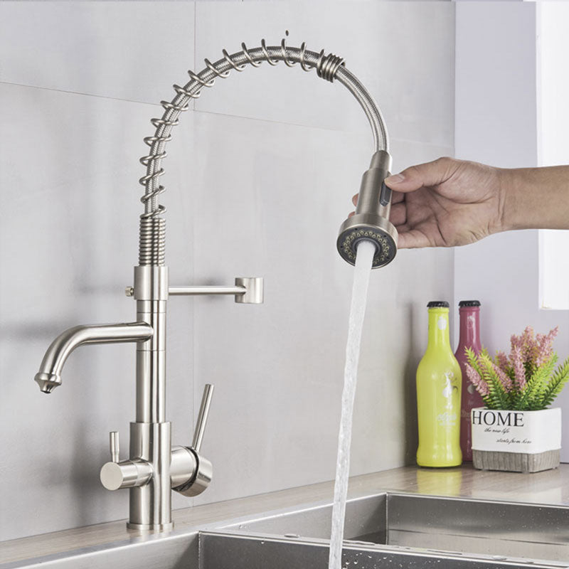 Nickel Chrome Kitchen Sink Faucet Purified Free Rotation