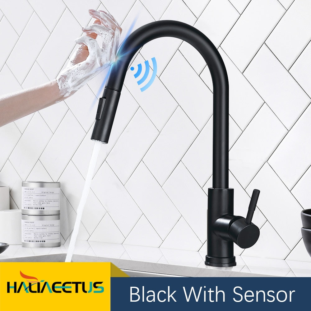 Kitchen Faucets Smart Sensor Pull-Out Hot and Cold Water