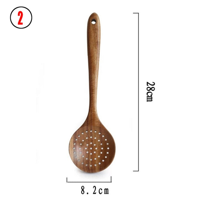 Teak natural wood tableware spoon colander