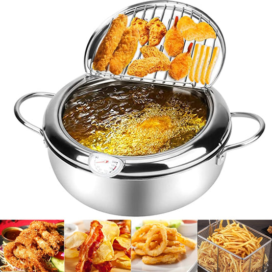 Deep Fryer With Thermometer and Lid