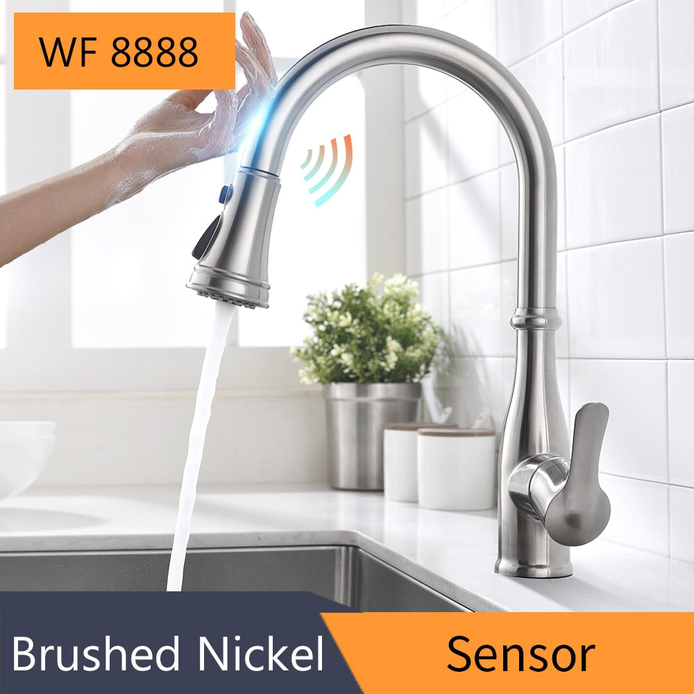 Sensor Kitchen Faucets Brushed Gold Smart Touch