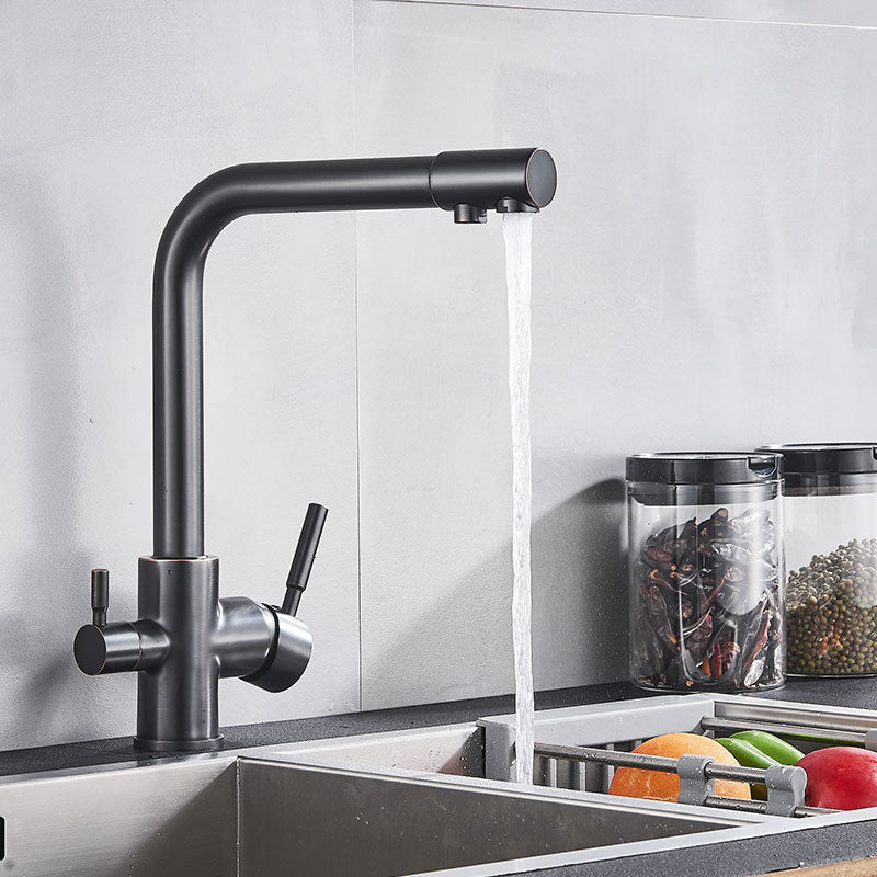 White Black Kitchen Sink Faucet Purified Water Rotation