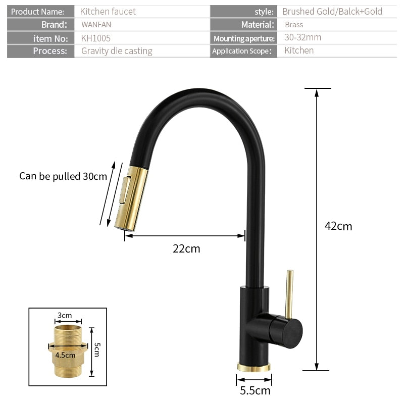 Sensor Kitchen Faucets Brushed Gold Smart Touch