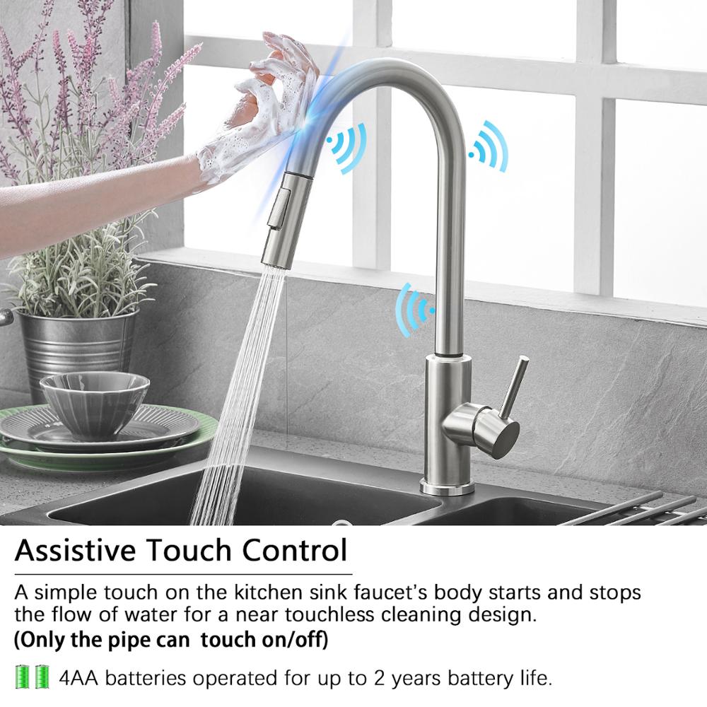 Kitchen Faucets Smart Sensor Pull-Out Hot and Cold Water