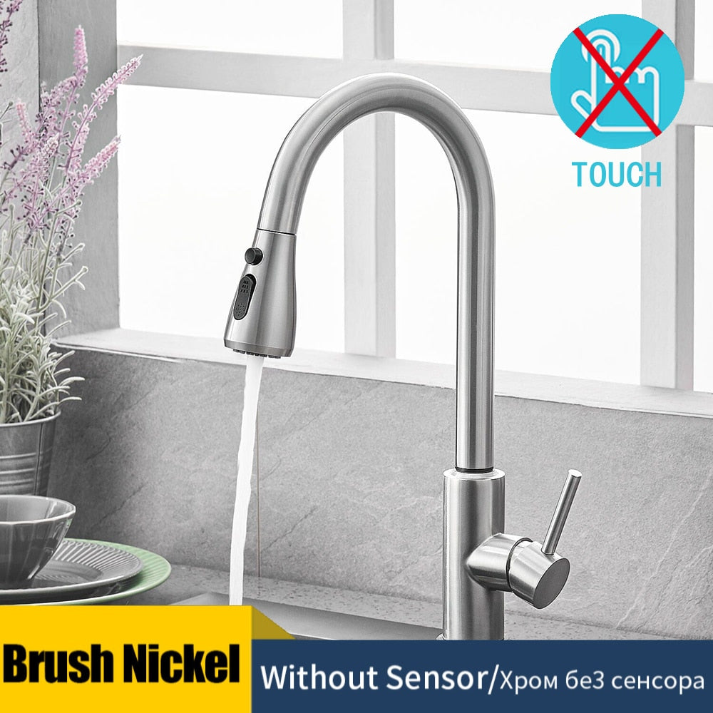 Kitchen Faucets Smart Sensor Pull-Out Hot and Cold Water