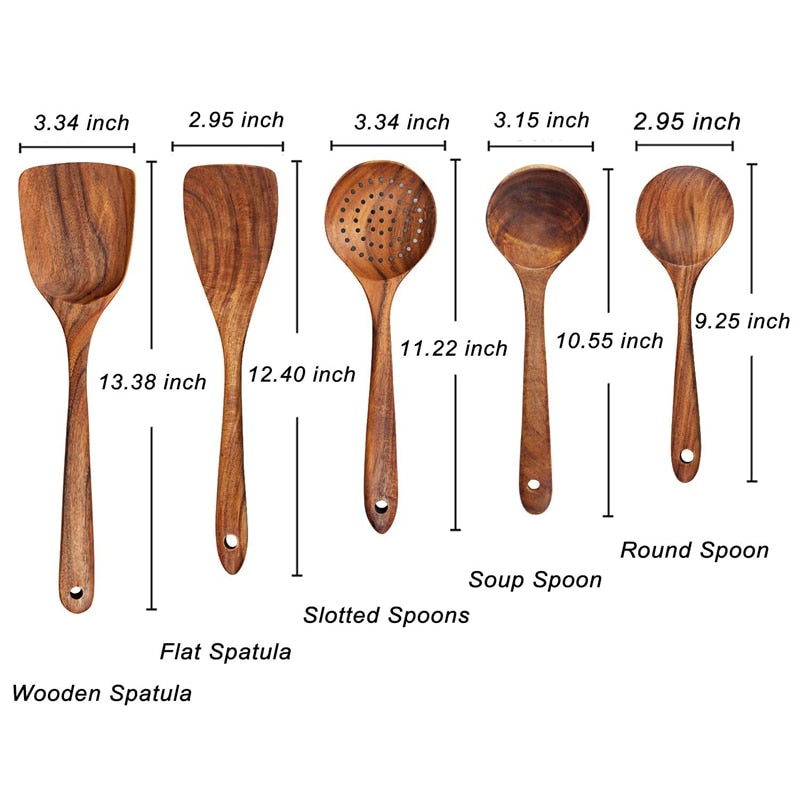 Teak natural wood tableware spoon colander