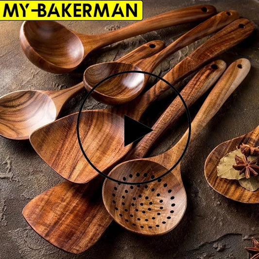 Teak natural wood tableware spoon colander