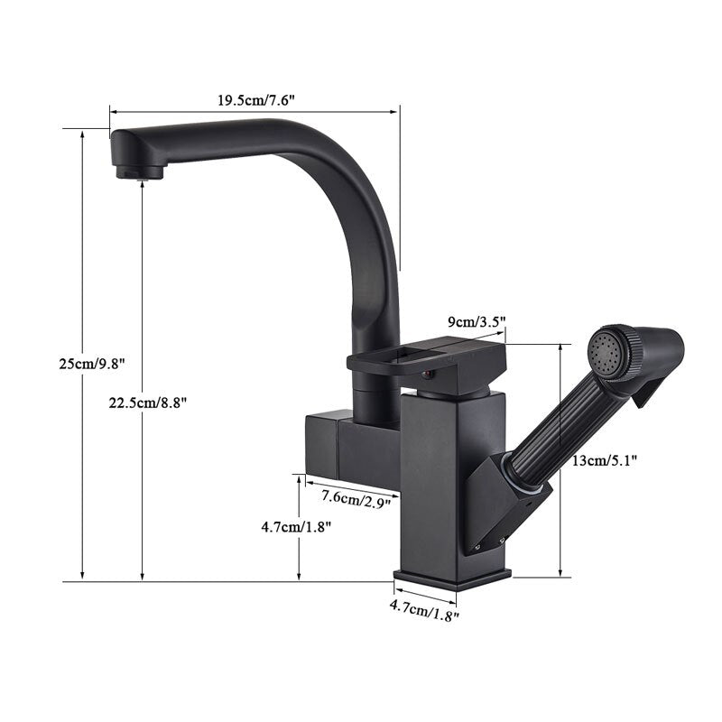 LED or Not Black Kitchen Faucet Pull Out Bidet