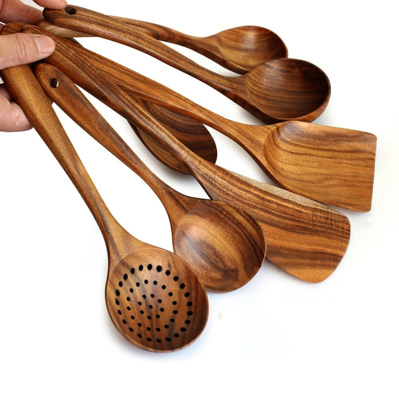 Teak natural wood tableware spoon colander