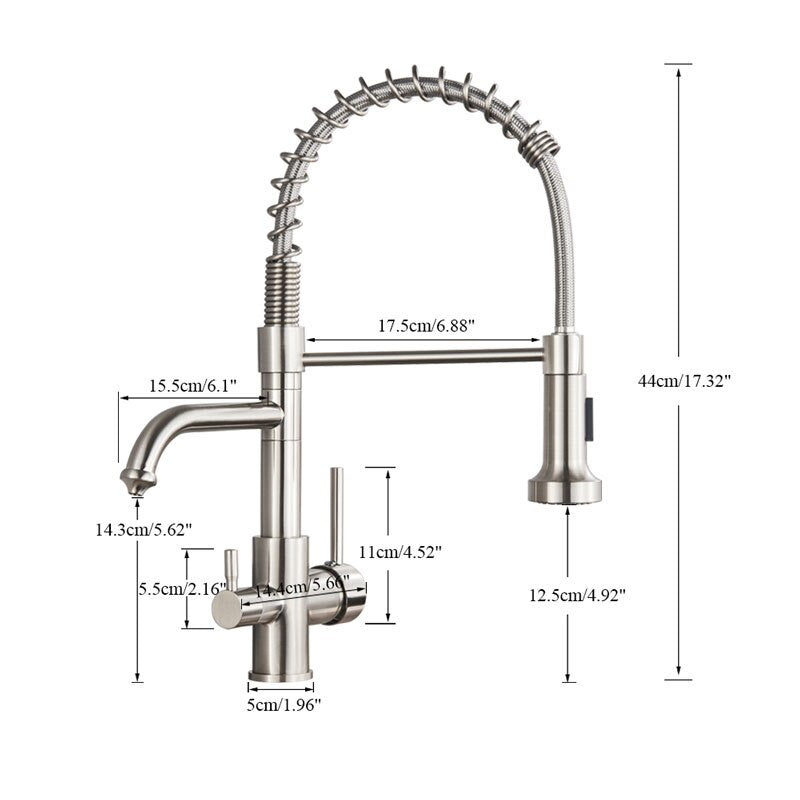 Nickel Chrome Kitchen Sink Faucet Purified Free Rotation