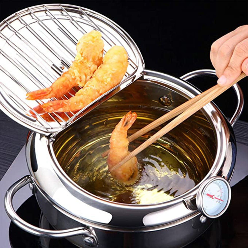 Deep Fryer With Thermometer and Lid