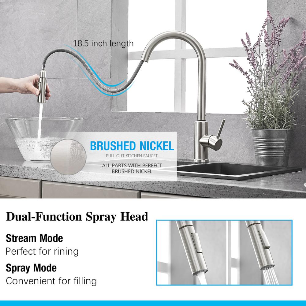 Kitchen Faucets Smart Sensor Pull-Out Hot and Cold Water