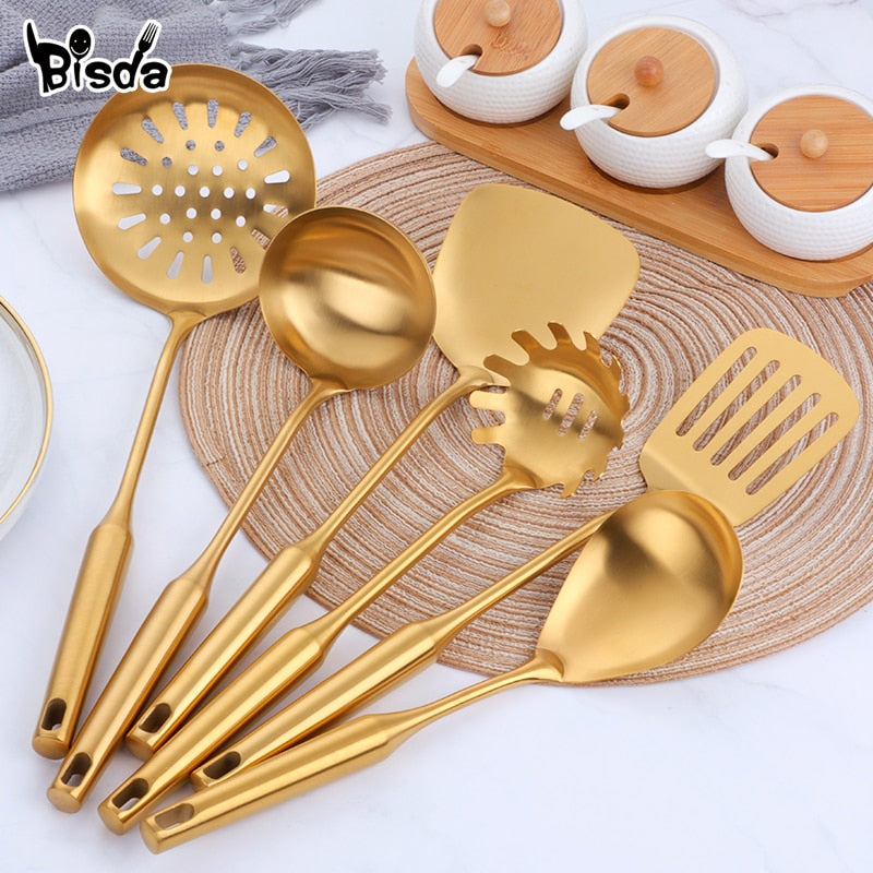 Gold Kitchenware Set Long Handle Cooking Tools