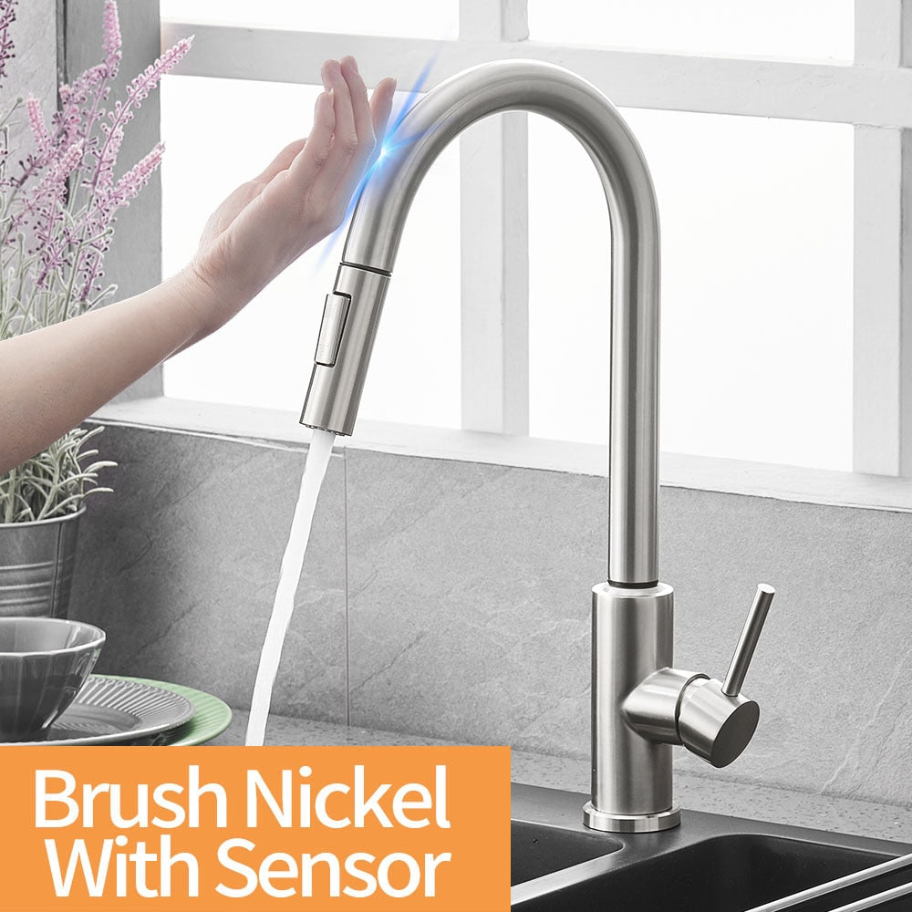 Kitchen Faucets Smart Sensor Pull-Out Hot and Cold Water