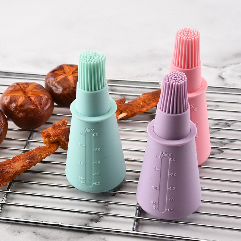 Silicone Oil Bottle with Cover Oil Bottle Brush