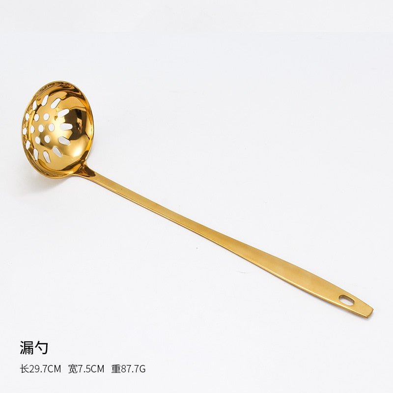 Gold Stainless Steel Food Clip Soup Spoon