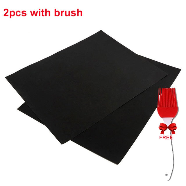 Reusable BBQ Grill Mat With Oil Brush Outdoor