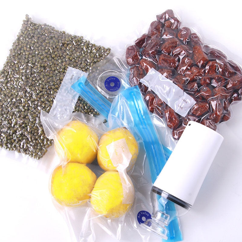 Reusable Vacuum Food Storage Zipper Bags Set