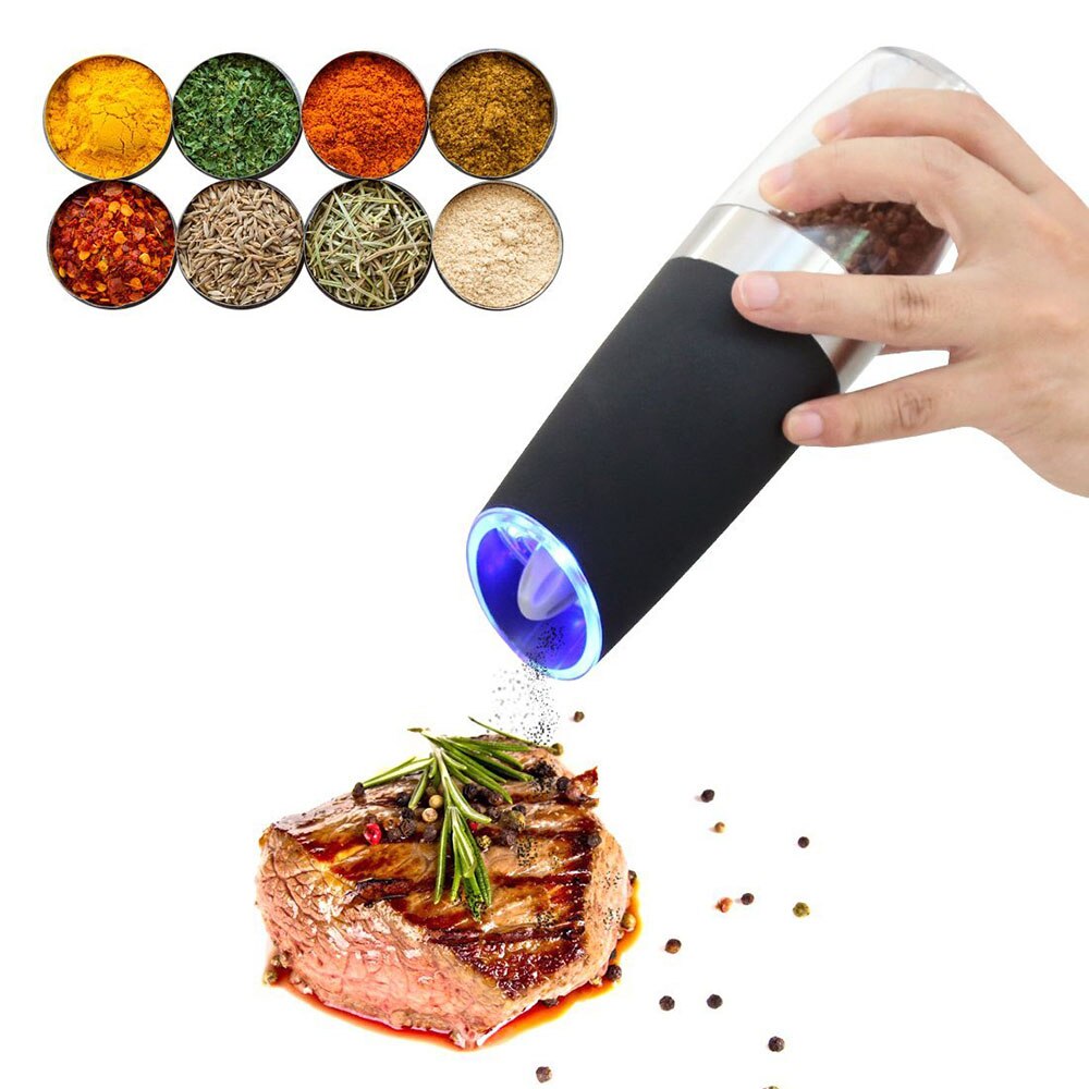 Black Electric Pepper Grinder Set