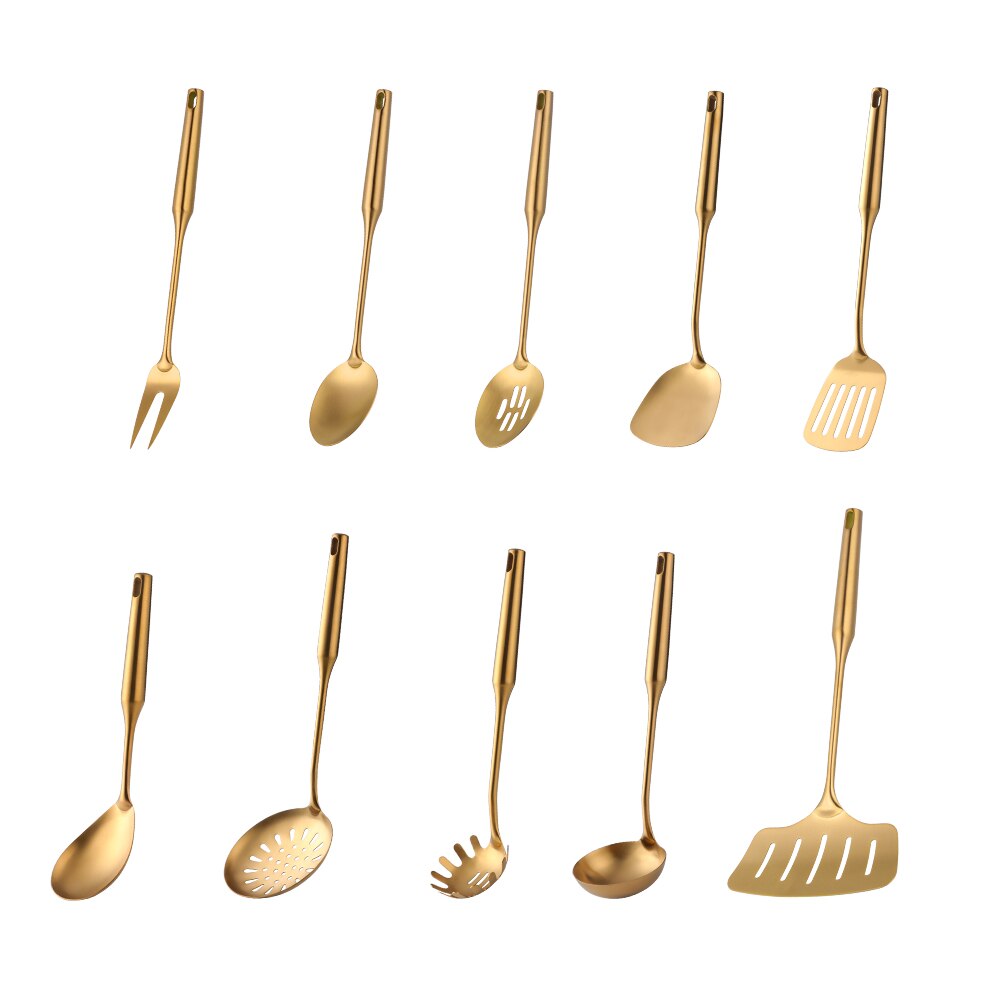 CookwarLong Handle Set Gold Cooking Utensils