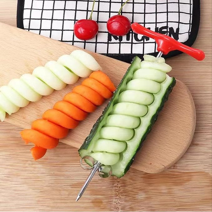 Stainless Steel Salad Curler Set Carrot Spiral Curling Grater Slicing Knife