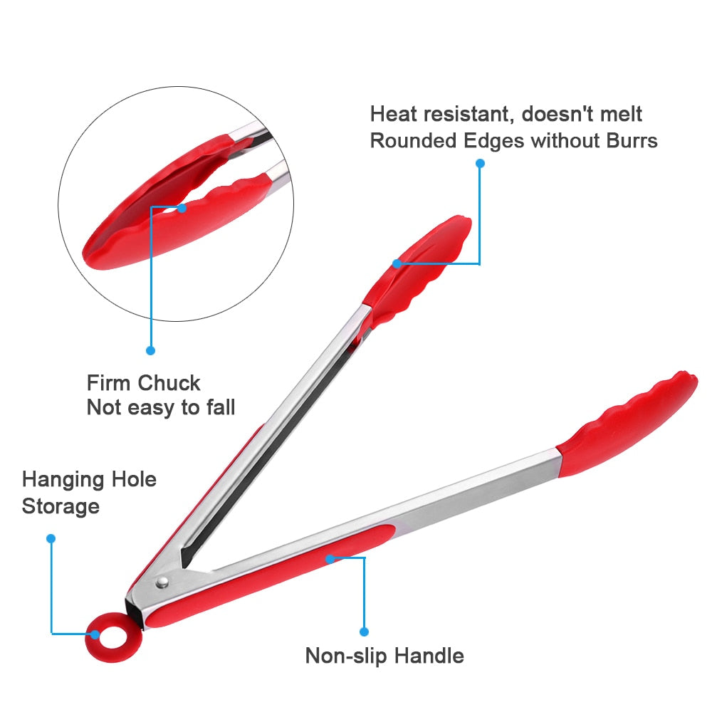 Silicone Food Tong Stainless Steel GrillingTongs