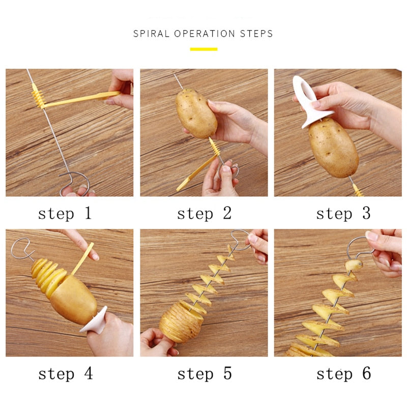 DIY Potato Spiral Cutter String Rotate