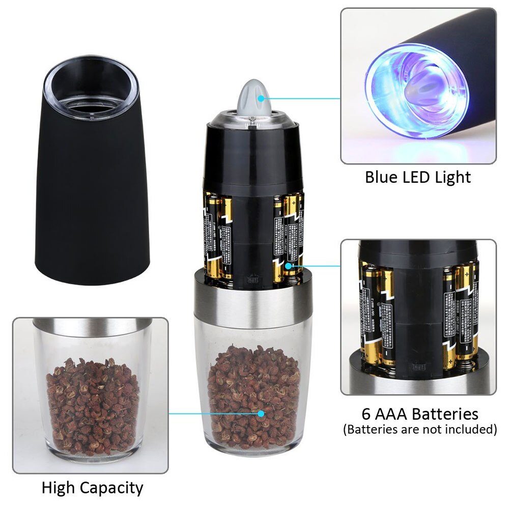 Black Electric Pepper Grinder Set