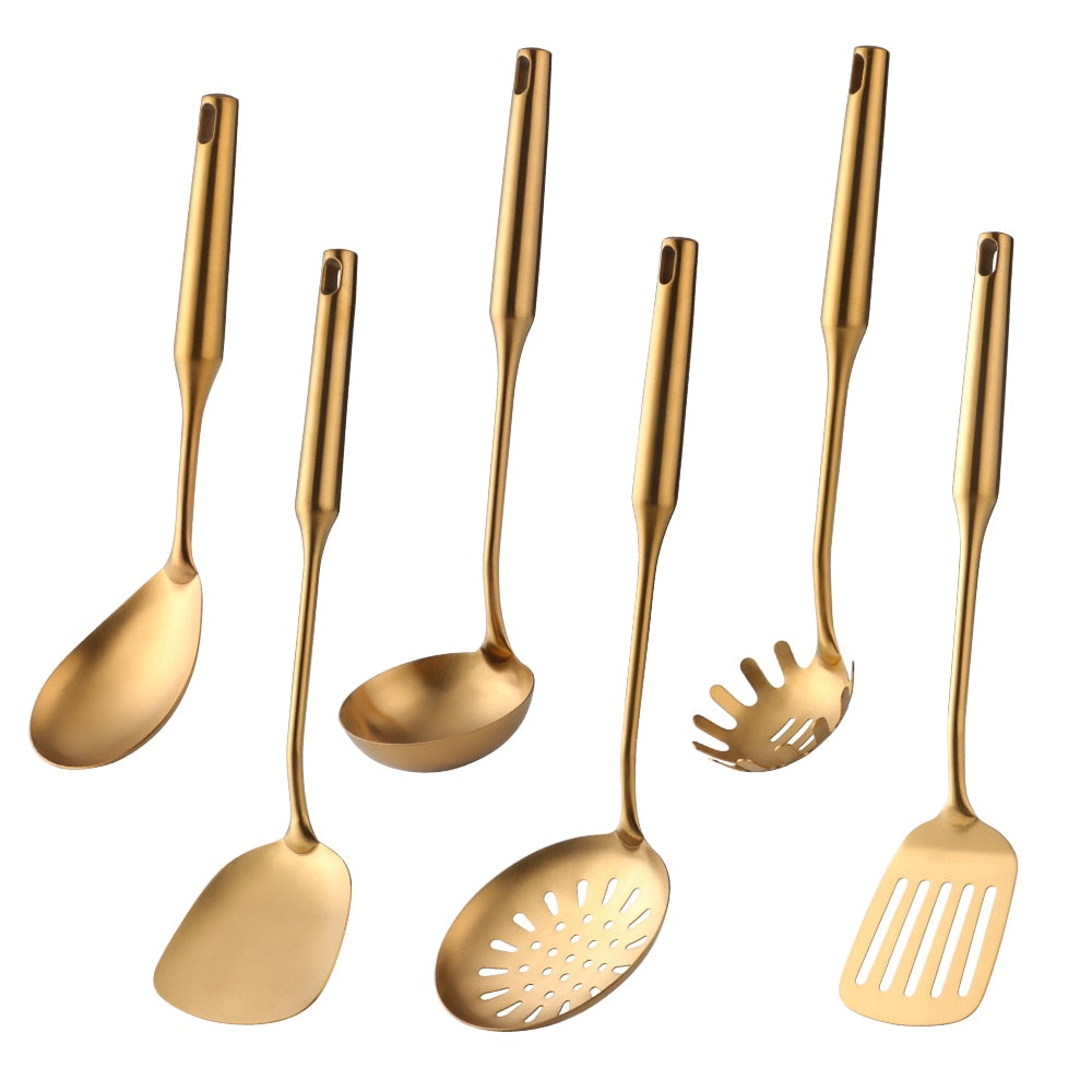 CookwarLong Handle Set Gold Cooking Utensils