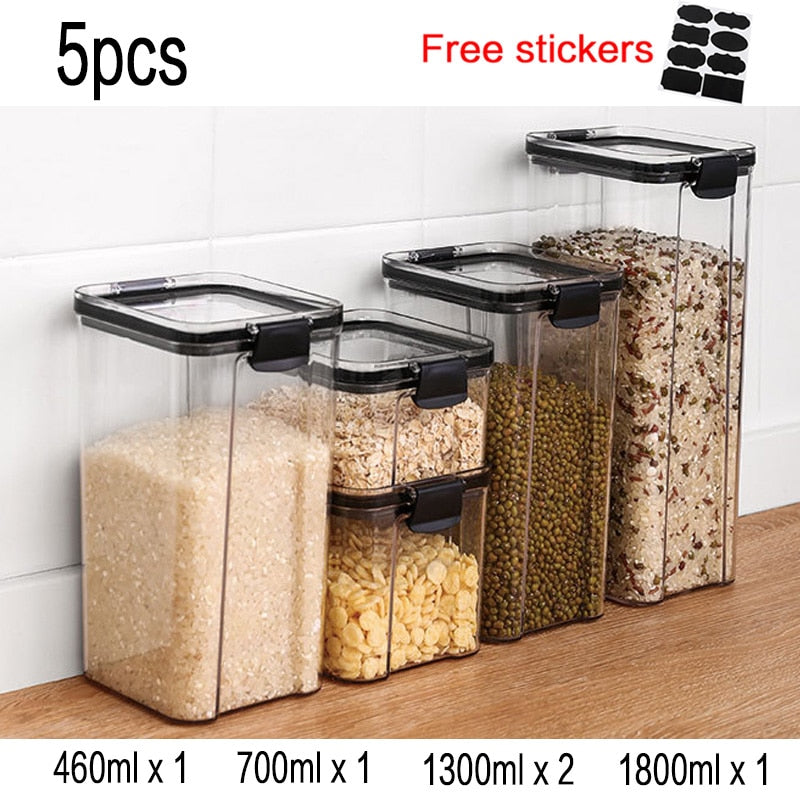 Food Storage Kitchen Container Plastic Box Jars