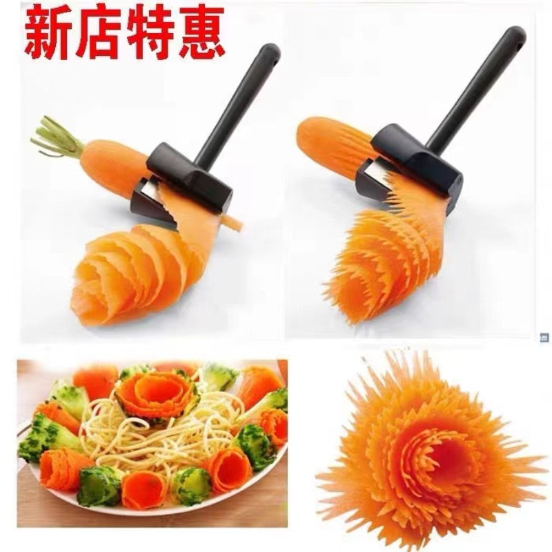 Stainless Steel Salad Curler Set Carrot Spiral Curling Grater Slicing Knife