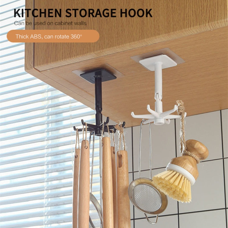 Rotated Kitchen Hooks Self Adhesive 6 Hooks