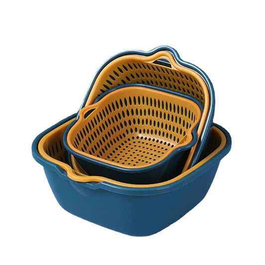 Kitchen Double Drain Baskets Fruit and Vegetable